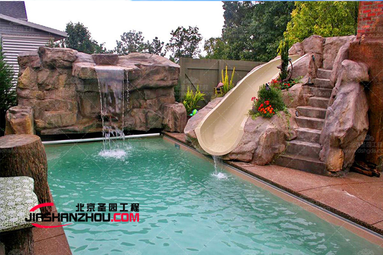 鹽城東臺黃海小區(qū)花園水泥塑石假山工程施工