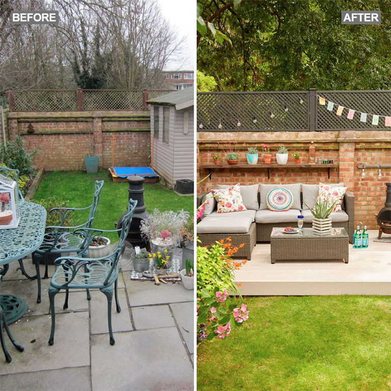 如何把植物花園變成了戶外客廳-前后圖對(duì)比