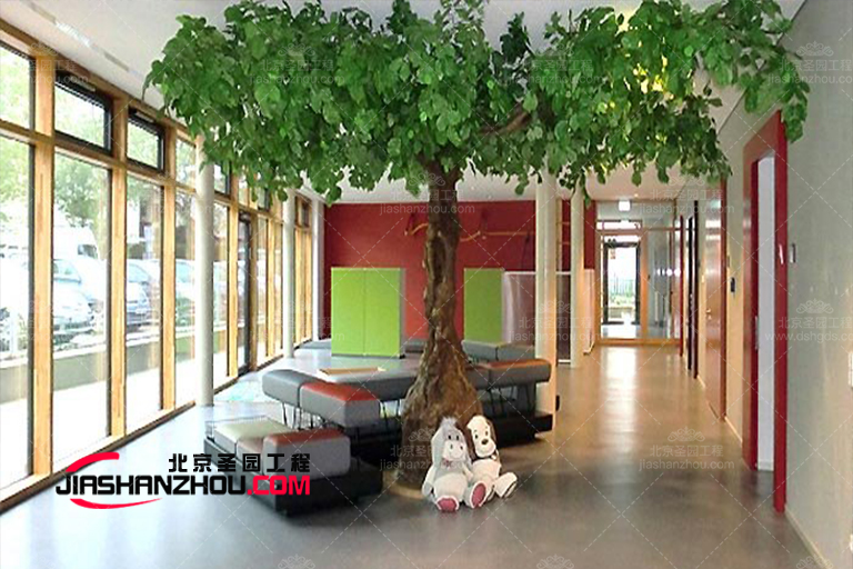 上海朝陽亞奧墅區樣板房室內仿真樹空間裝飾