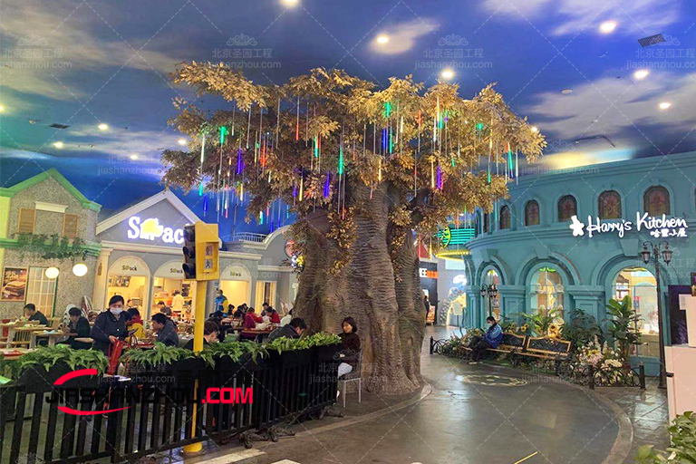 浙江烏鎮(zhèn)醉江南餐廳人造仿真樹景觀施工中