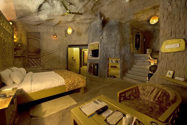 讓人驚嘆的人造水泥仿真窯洞酒店設計裝飾案例細節