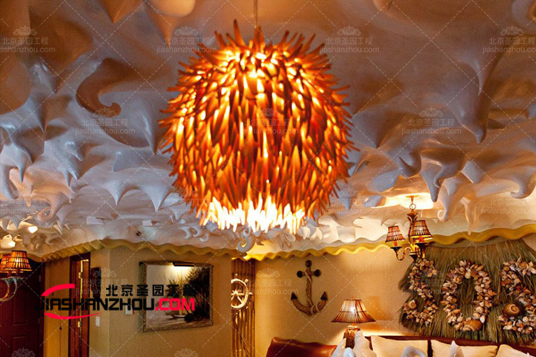 在仿古窯洞茶餐廳空間中使用亮黃色給人愉快和積的情緒