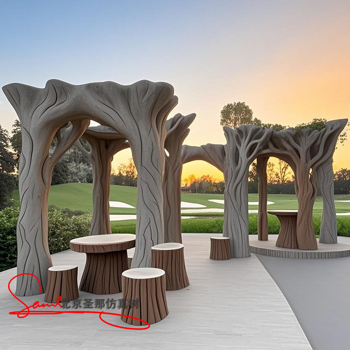 水泥仿木花架.jpeg 水泥仿木花架