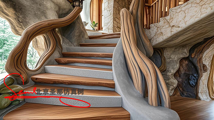 水泥仿木臺(tái)階