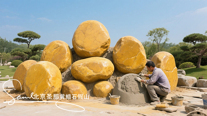 黃蠟石假山