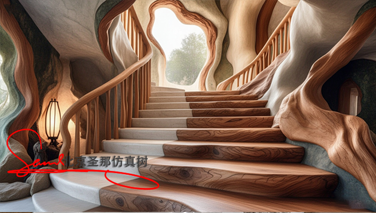 水泥仿木樓梯.jpg 水泥仿木樓梯