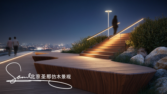 水泥仿木觀光臺