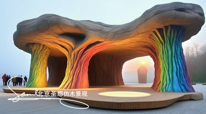 水泥仿木觀光臺