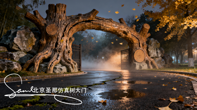 1761544626100499.png jimeng-2025-10-26-1700-這張圖片展示的是一處仿木景觀大門,屬于園林景觀造景的典型作品。 主體結構:大門以....png